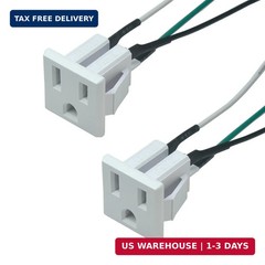 2Pcs White 3 Pins US Power Socket Plug Panel 10A 125V AC Panel Mount Outlet Indu
