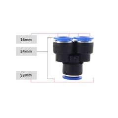 Plastic Y-type Tee Air Push in Fitting 3-Way Quick Pneumatic Connector Equal Ø
