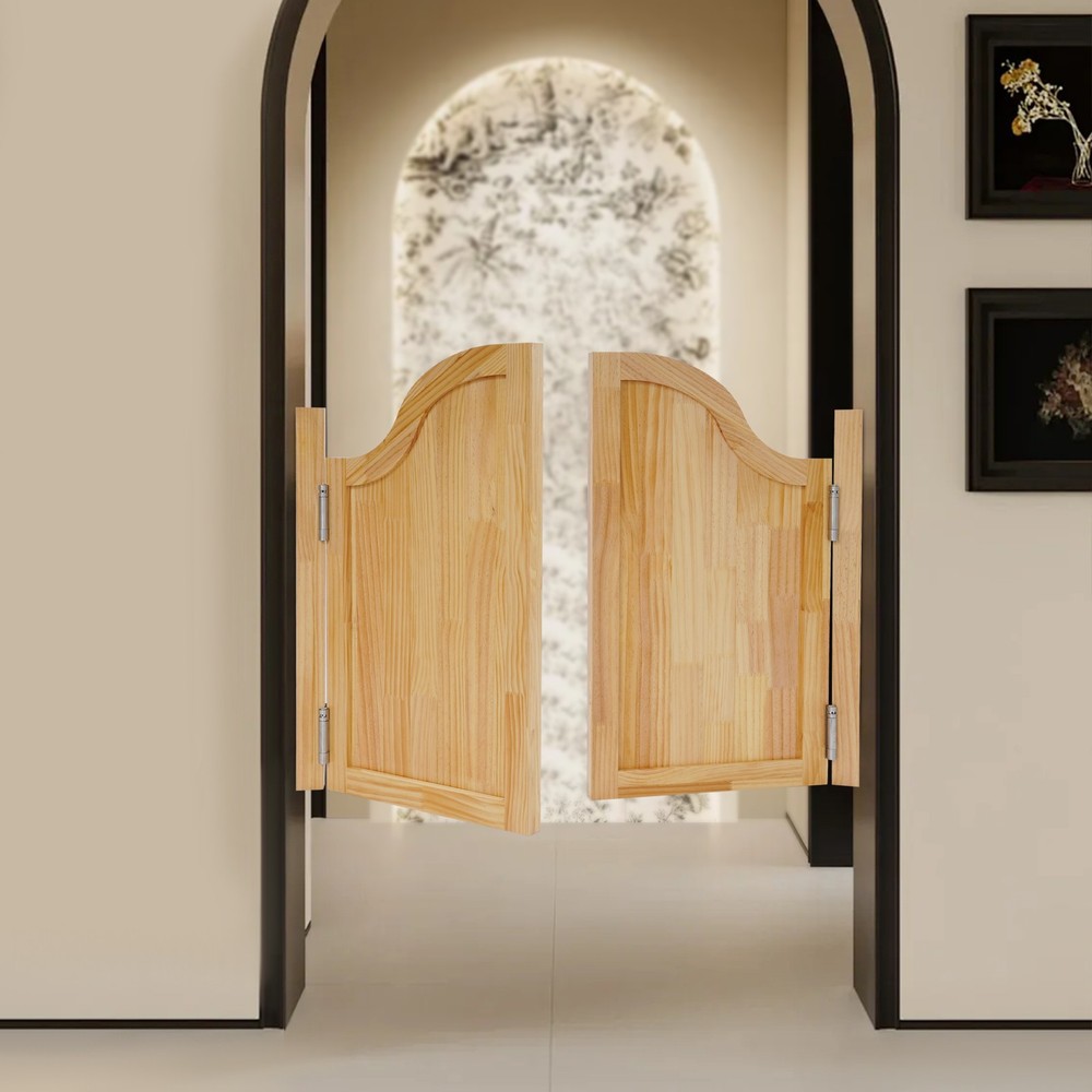 Modern Partition Door Log Color Swing Solid Wood Doorfor Shop Entrance Partition
