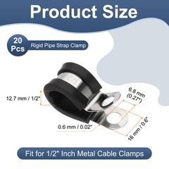 20Pcs 1/2″ Cable Clamps Stainless Steel Conduit Clamp Cable Rigid Pipe Strap