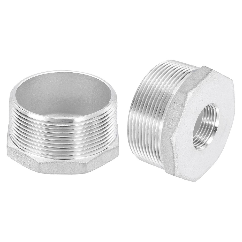 2Pcs 2″ Male to 3/4″ Female NPT 304 Stainless Steel Reducer Hex Bushing