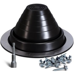 VIVIDA #3 EPDM Metal Roof (Pipe OD 1/4″ to 5″), Black – Round Base (1 PCS)
