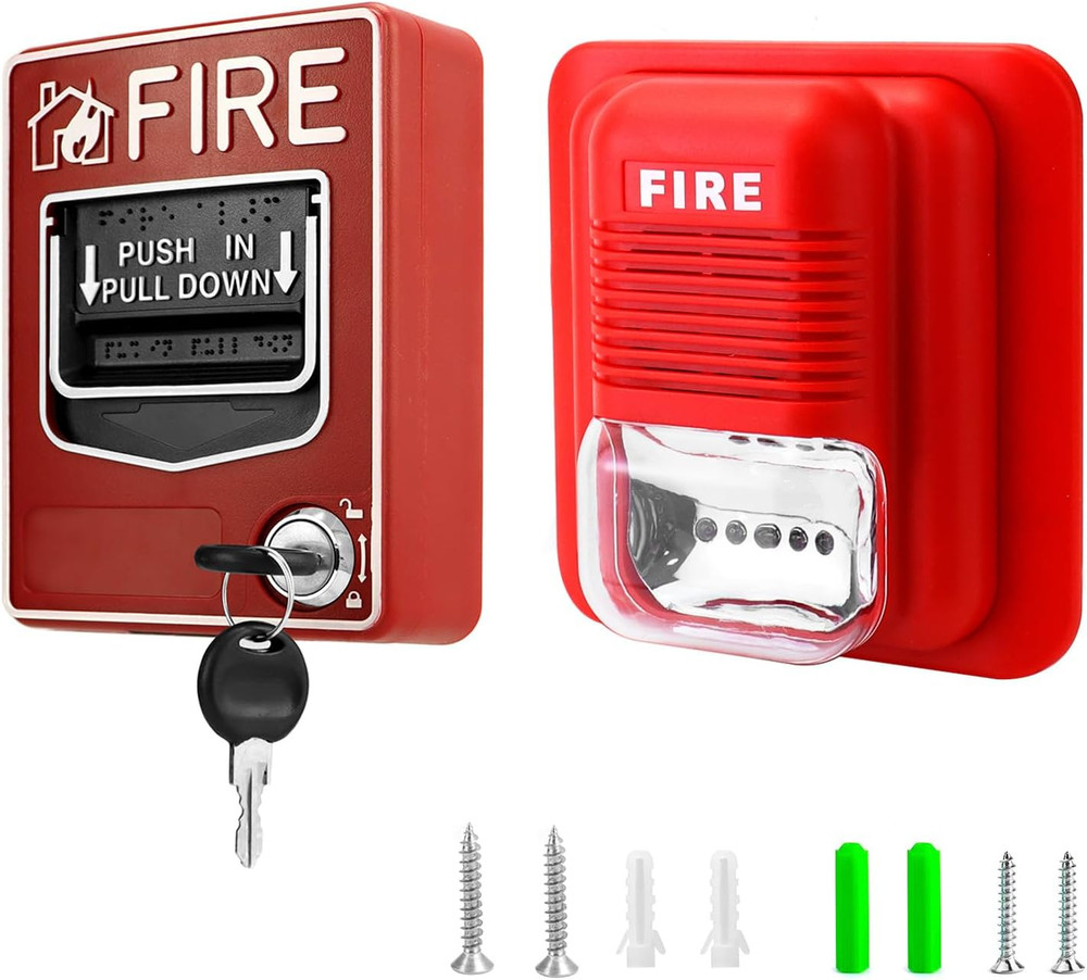 Wired Emergency Fire Alarm Station, 12 / 24V DC Wired Sound and Light Fire Alarm