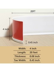 Vinyl Wall Base Baseboard Molding Trim 4″x 20FT Flexible Self Adhesive White