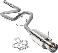 Auto Dynasty 4 inches Burnt Muffler Tip Catback Exhaust System Compatible with 1