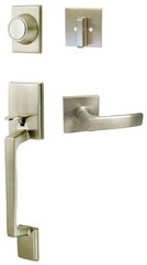 Satin Nickel Front Door Handleset Dummy set with square lever Brushed Nickel