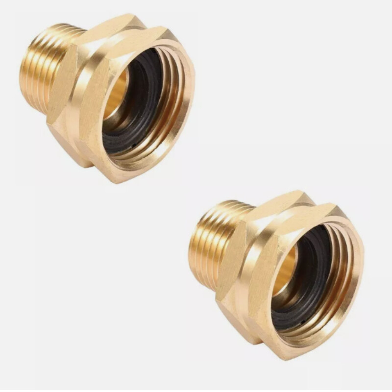 Brass Garden Hose Adapter, 3/4” GHT Female x 1/2” 3/4″ NPT Male Connector 2Pcs