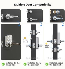 Keypad Door Lock with Handle, Keyless Entry for Front Door Bedroom, Electron…