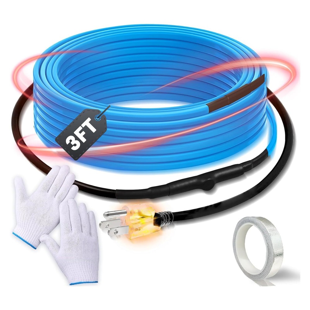 120v Heat Tape With Thermostat For Pipe Freeze Protection 3 Feet Heat Trace For
