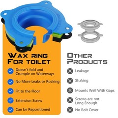 Wax Ring Kit for Toilet Installation – Elastic Rebound Wax-Free Gasket, Blue