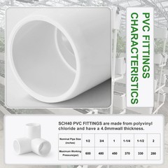 3 Way PVC Pipe Fittings 3/4 Inch, Zernmiarder White Elbow
