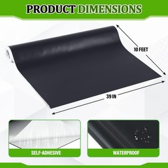 Pushglossy 1 Roll EPDM Rubber Roofing Membrane 39″ x 39 Inch x 10 Feet, Black