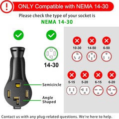 PlugSaf 1.5FT 30AMP 125V/250V 4 Prong to 3 Prong Dryer Adapter, NEMA 10-30P Old
