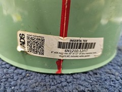 ADS 6N1210-12FIT Insert Tee 6″ Plain End Bell & Spigot Bell PVC/Rubber/Steel