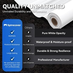White Crawl Space Vapor Barrier 10 Mil 10x100ft Heavy Duty