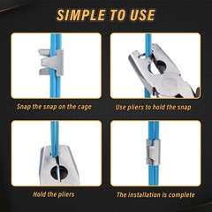 900pcs Rabbit Chicken Wire Cage Clips with Fence Pliers Hog Rings Yellow