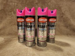 Lot of 4: Krylon 732308 Industrial Mark-It Inverted Marking Paint – Fluor. Pink