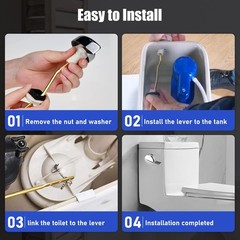 for TOTO Toilet Handle Replacement Parts Kit, Bright Silver(Bending shape)