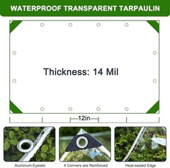 Clear Tarp,6x12ft Clear Tarps Heavy Duty Water Resistant with Reinforced Edge…