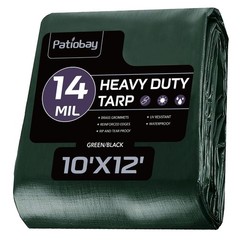 Tarp 10×12 Feet, 14 Mil Waterproof Tarps Heavy Duty with Brass Grommets, Thic…