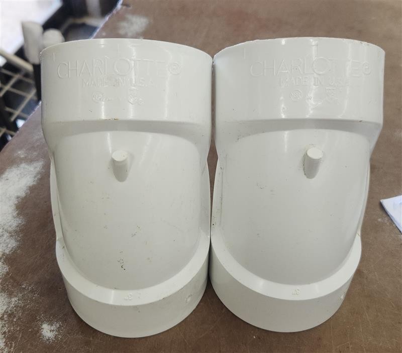 2PC LOT Charlotte 3in PVC DWV Schedule 40 HubxHub 45-Degree Fitting Elbow White
