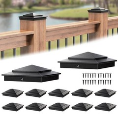 10-Pack Aluminum 6×6 Post Caps for Deck Railing(Actual 5.5″ x 5.5″), Fence Po…