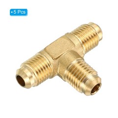 5Pack 1/4″ x 1/4″ x 1/4″ Brass Pipe Fitting Flare Tee Tube Fitting Pipe Adapter