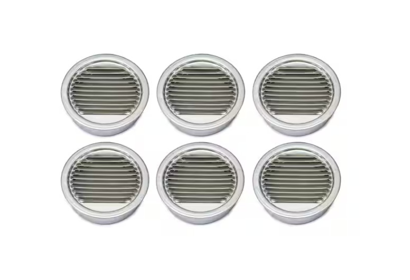 (36X) AIR VENT 4.45 in. x 4.45 in. Round Mill Finish Aluminum Soffit VENT