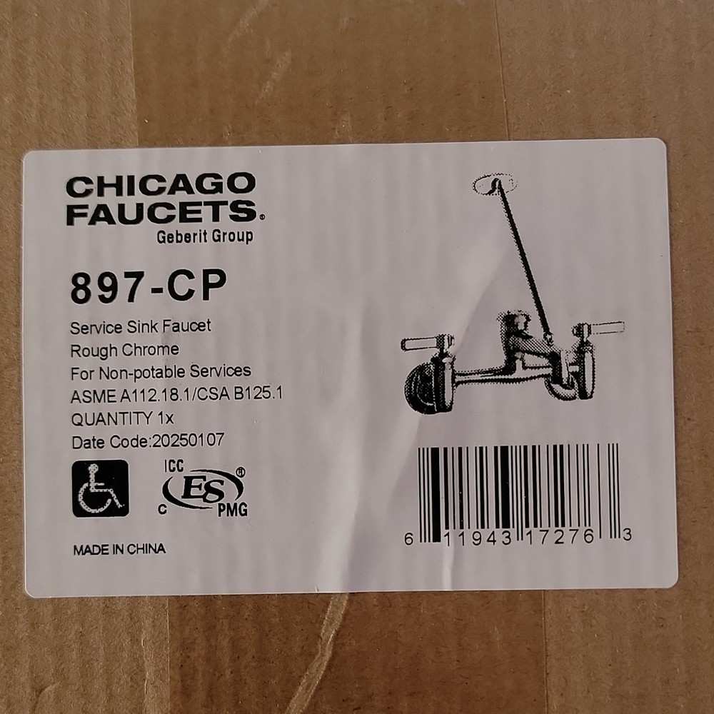 Chicago Faucets 897-CP Service Sink Faucet Rough Chrome CSA Approved Silver