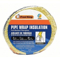 Frost King SP42X Pipe Wrap Insulation 3”x1″ x 25’ Foil Backed Fiberglass