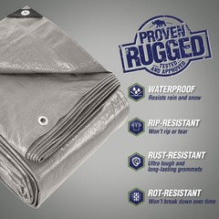 RUGGED RHINO Heavy Duty Waterproof Tarp, 16×20, UV and Tear Resistant Cover w…