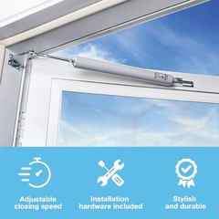 Standard-Duty Pneumatic Door Closer in Black, Perfect for Screen & Storm Doors