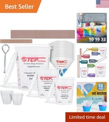 Complete Paint Mixing Kit – 12 Cups with Lids & Strainers for Precision Mixing