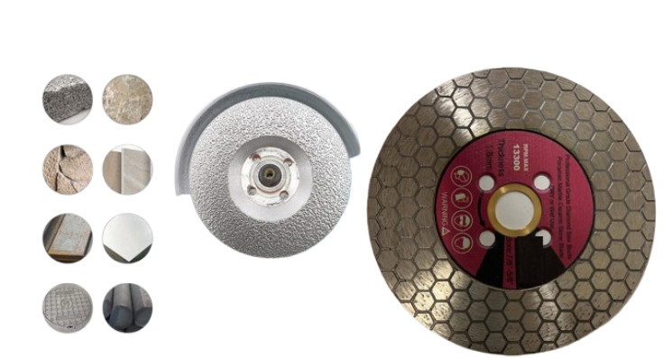 5″ Diamond Cutting Grinding Combo Vacuum Brazed Disc + Blade Metal Stone