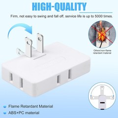 3 Pack AC Flat Wall Outlet Extender Plug Adapter Outlet, 3 Piece, White