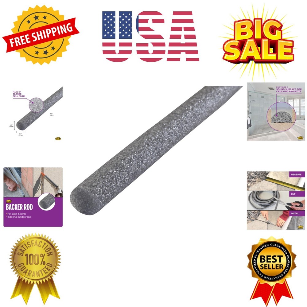 Versatile Gray Foam Backer Rod Set 1/2in x 20ft – Essential Caulk Saver for S…