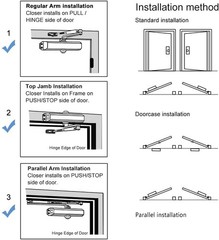 Marie Hold Open Door Closer Applies Regular, Jamb Mounting,Adjustable Automatic
