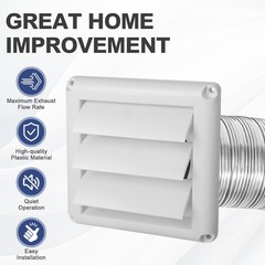 wgsajlo 4 Inch Louvered Dryer Vent Cover for Exterior Walls, UV White
