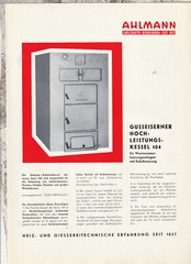Ahlmann Carlshütte KG Rendsburg * Brochure Flyer High Performance Boiler 104 * 1965