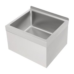 Stainless Steel Sink Commercial Mop Sink Wall-mounted Rectangular Sink w/ Drain