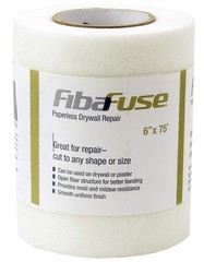 FibaFuse Paperless Drywall Repair Tape, White, 6 in x 75 ft
