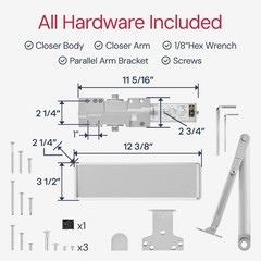 Lawrence Extra Heavy Duty Door Closer Commercial Grade 1 – Adjustable 6-Speed…