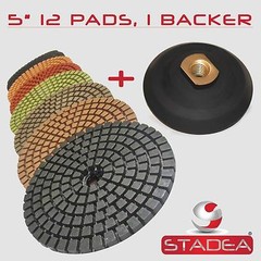 5″ PREMIUM DIAMOND POLISHING PAD 12 PC +1 Rubber Backer