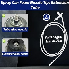 4-Pack Universal Spray Foam Nozzle Extension Tubes – 2M Long Reach Hose, Adjusta