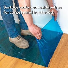 Floor Protection Film, 24-Inch X 200-Foot Roll, 3 Mils, Blue Self-Adhesive Plast