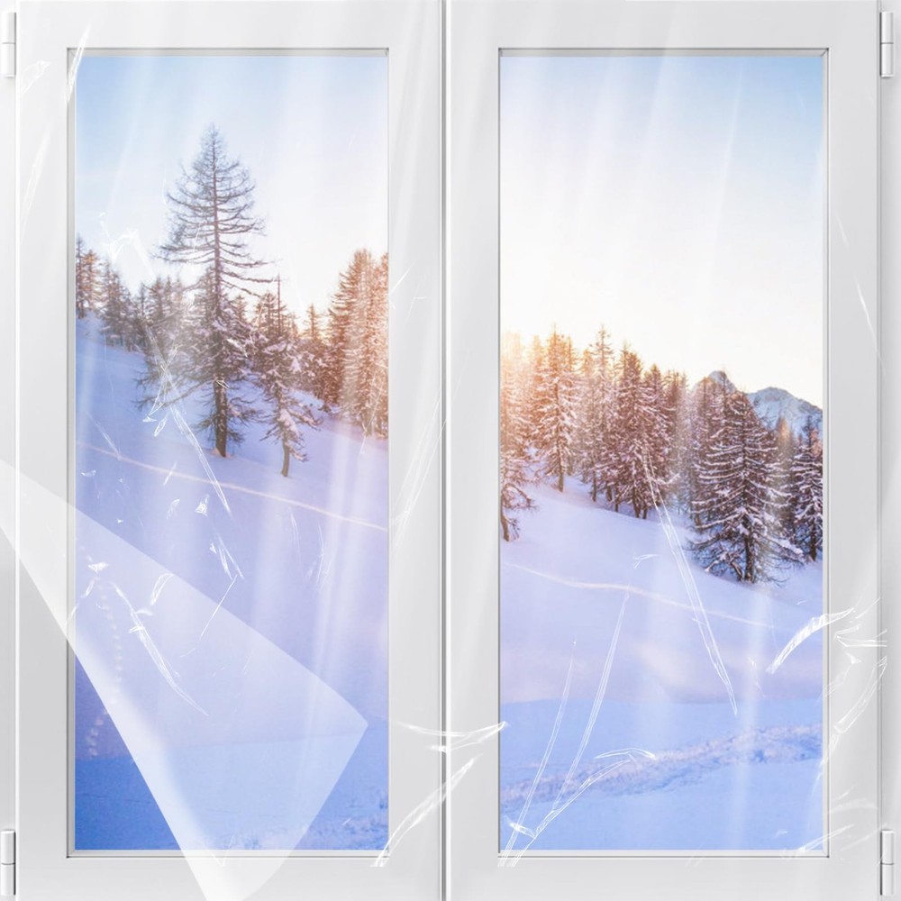 Window Insulation Kit 62 x 236″Winter Shrink Film 5 Window Cover Cold Draft Seal