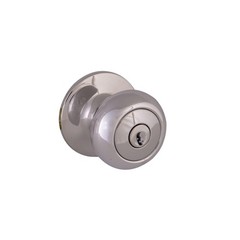 Design House Cambridge Keyed Brass Entry Door Knob in Polished Chrome/Silver