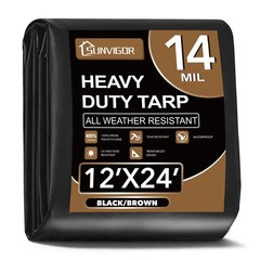 Sunvigor Tarp Waterproof 12x24Ft, Extra Thick 14 Mil Heavy Duty Tarp Cover, T…