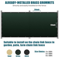 UIRWAY Fence Privacy Screen 5ft x 50ft Green, Heavy Duty 170GSM 90% Visibilit…