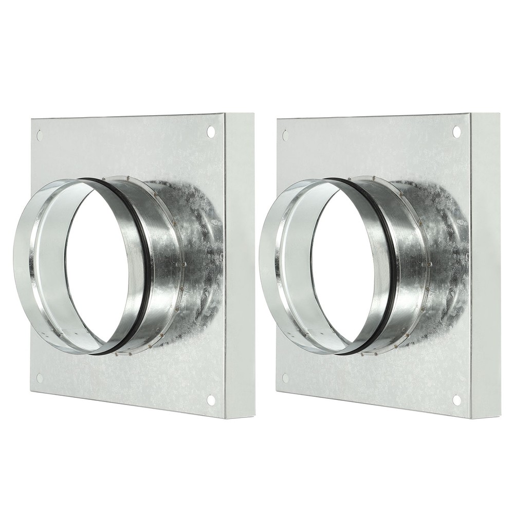 2 Pcs 6″ Duct Connector Flange with Folded Edge Base Rubber Gasket, Silver Tone